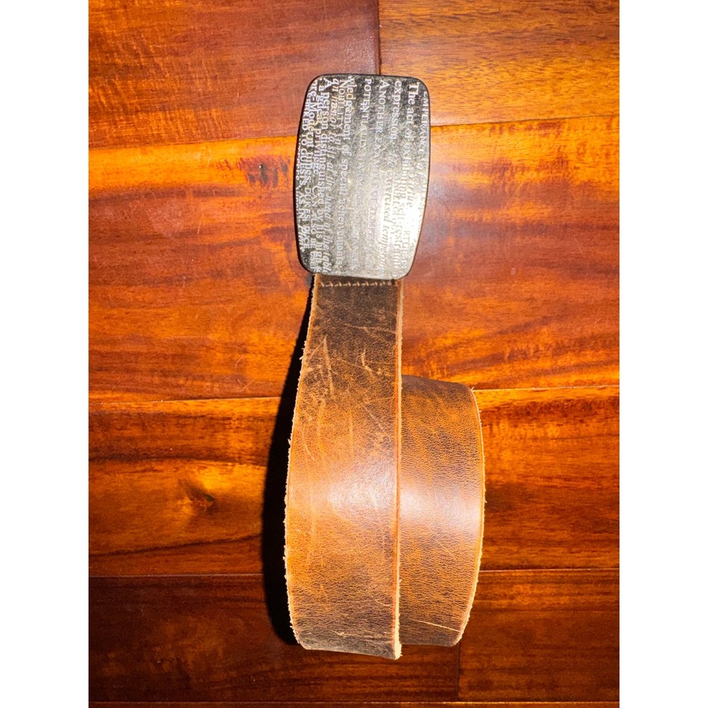 Genuine Leather Belt with‎ Engraved Metal Buckle Women's Size Medium